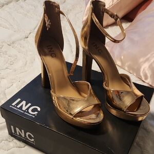 INC International Concepts Women's Metallic Gold Heels